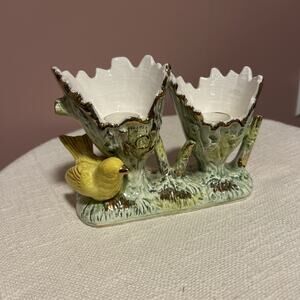 Vintage Ucagco Yellow Bird Candle Holder Sticks Gold Cottagecore Nursery